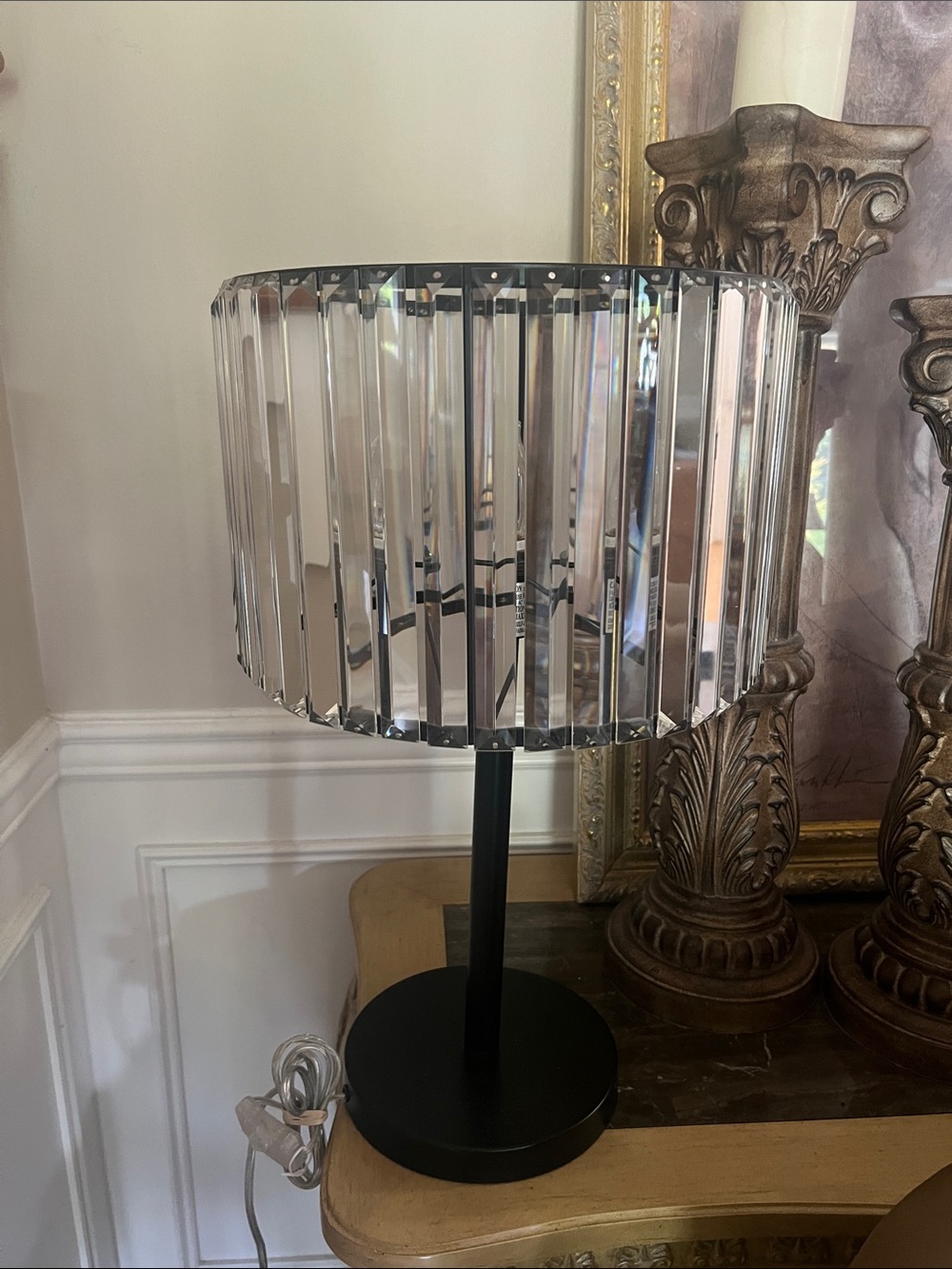Crystal Accent Table Lamp with Black Base
